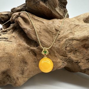 【肌容雪】天然美石蜜蠟圓珠項鍊 編號B142