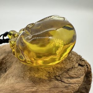 【肌容雪】天然美石金琥珀錢袋造型項鍊繩 編號B143